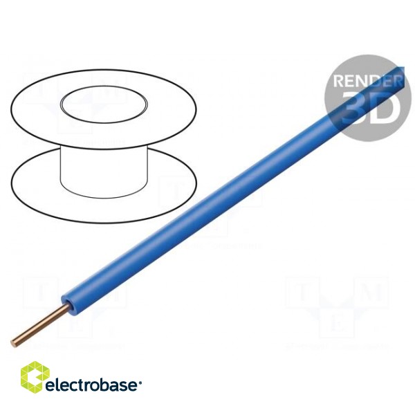 Wire | TDY | solid | Cu | PVC | blue | 150V | Package: 500m | Øcore: 0.5mm