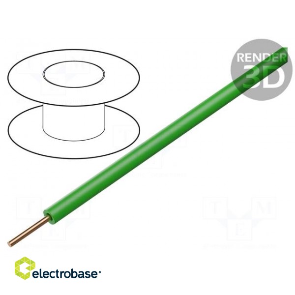 Wire | TDY | solid | Cu | PVC | green | 150V | Package: 500m | Øcore: 0.5mm