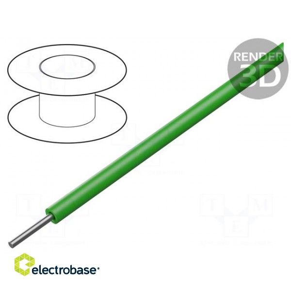 Wire | HookUp Wire | 22AWG | solid | Cu | PVC | green | 1kV | 30.5m | 100ft image 1