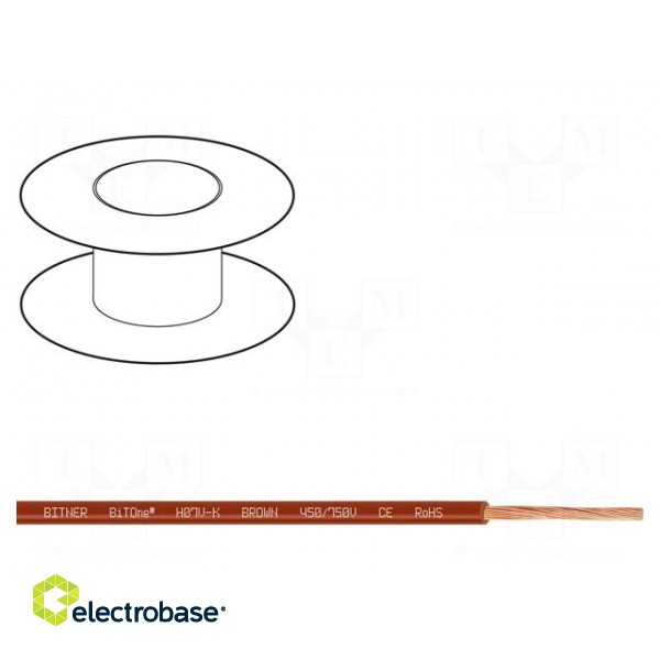 Wire | BiTOne,H07V-K | stranded | Cu | 10mm2 | PVC | brown | 450V,750V