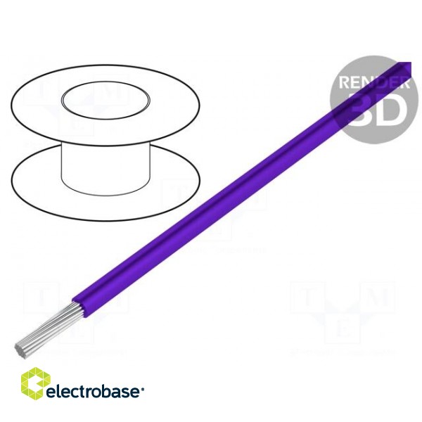 Wire | stranded | OFC | 0.35mm2 | violet | PVC | 49V | 200m