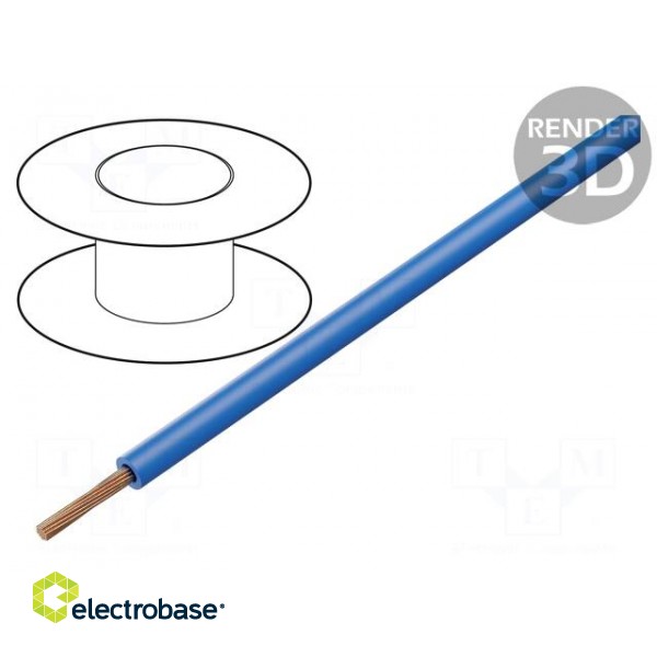 Wire | FlexiStrom | stranded | Cu | 6mm2 | blue | PVC | 1.5kV | 100m | 54A
