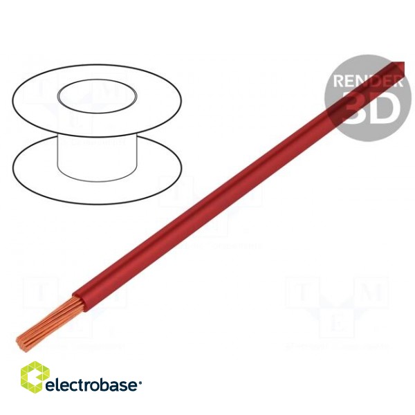 Wire | Silivolt®-HV | stranded | OFC | 1x6mm2 | silicone | red | 20kV | 100m