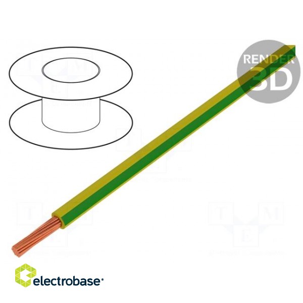 Wire | H05V-K | stranded | Cu | 1mm2 | yellow-green | PVC | 300/500V | 250m
