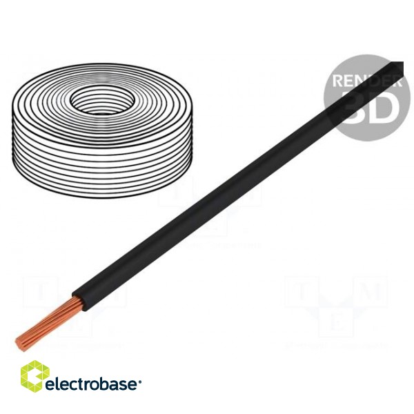 Wire | LiY | stranded | Cu | 0.14mm2 | PVC | black | 500V | 500m | Class: 5