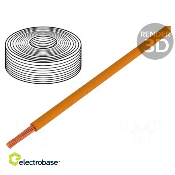 Wire | LiY | stranded | Cu | 0.25mm2 | orange | PVC | 900V | 250m | Class: 5