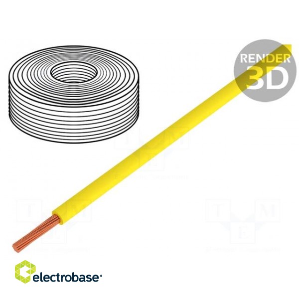 Wire | LiY | stranded | Cu | 0.14mm2 | yellow | PVC | 500V | 500m | Class: 5