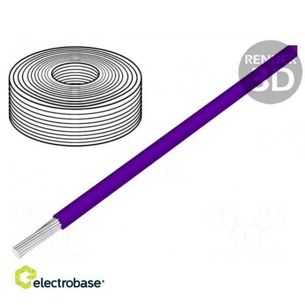 Wire | LiY | stranded | Cu | 0.25mm2 | PVC | violet | 900V | 250m | Class: 5