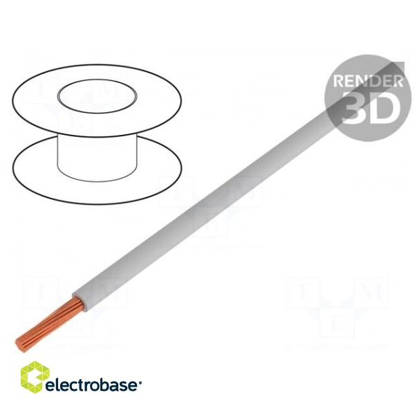 Wire | stranded | OFC | 0.35mm2 | grey | PVC | 49V | 200m