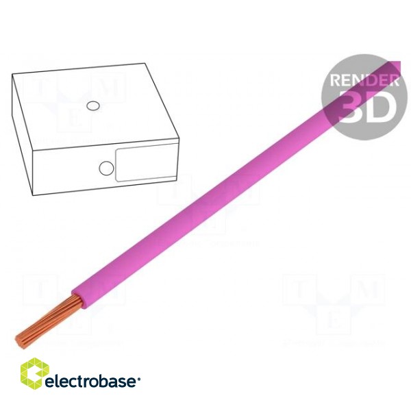 Wire | H05V-K | stranded | Cu | 0.75mm2 | pink | PVC | 300/500V | 100m