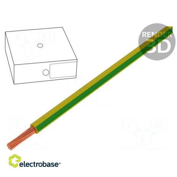 Wire | H07V2-K | stranded | Cu | 6mm2 | 10AWG | PVC | yellow-green | Class: 5