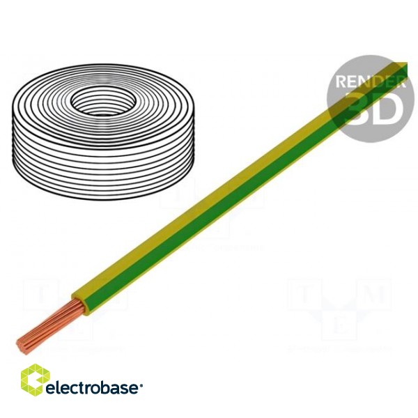 Wire | LiY | stranded | Cu | 0.25mm2 | PVC | green-yellow | 900V | 250m