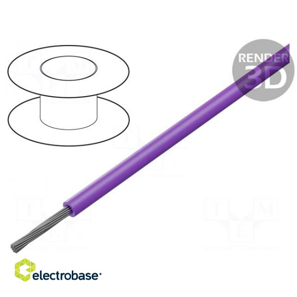 Wire | LiYv | stranded | Cu | 0.25mm2 | violet | PVC | 900V | 100m | Class: 5