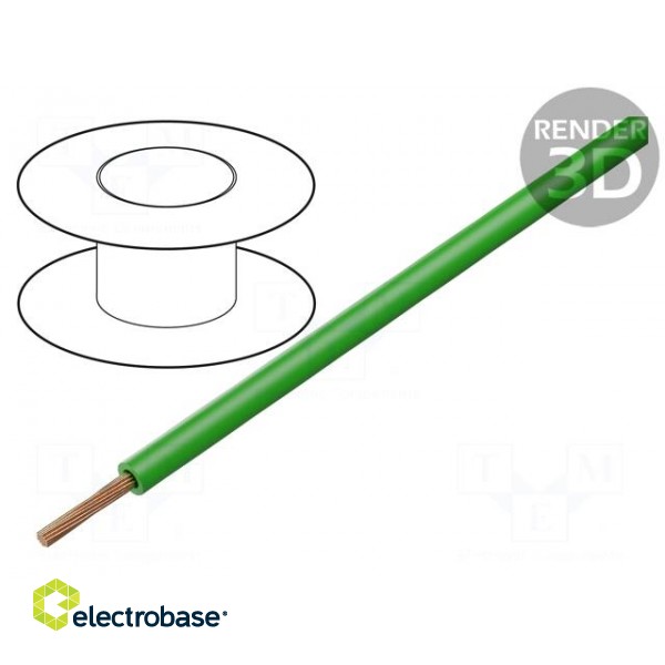 Wire | TLY | stranded | Cu | 0.22mm2 | green | PVC | 150V | 500m | Class: 5