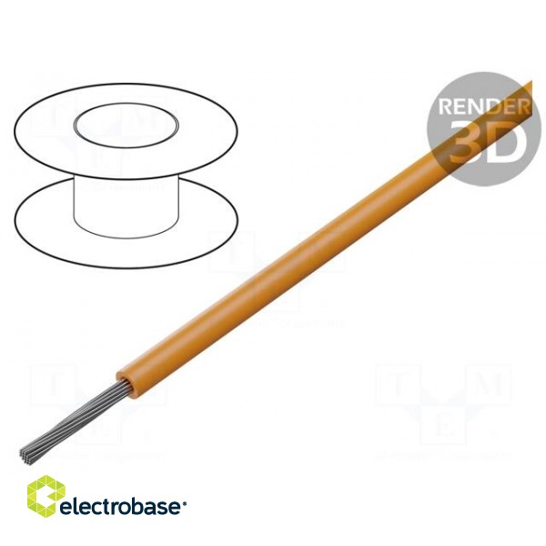 Wire | HookUp Wire Teflon | stranded | Cu | 22AWG | orange | PTFE | 600V