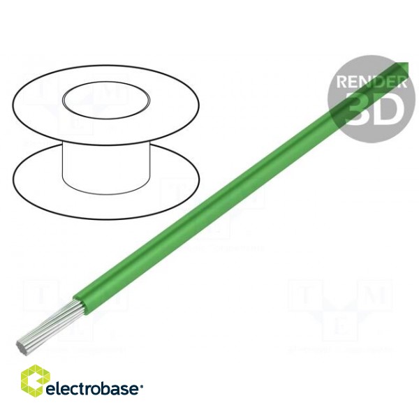Wire | HookUp Wire | stranded | Cu | 18AWG | PTFE | green | 600V | 305m