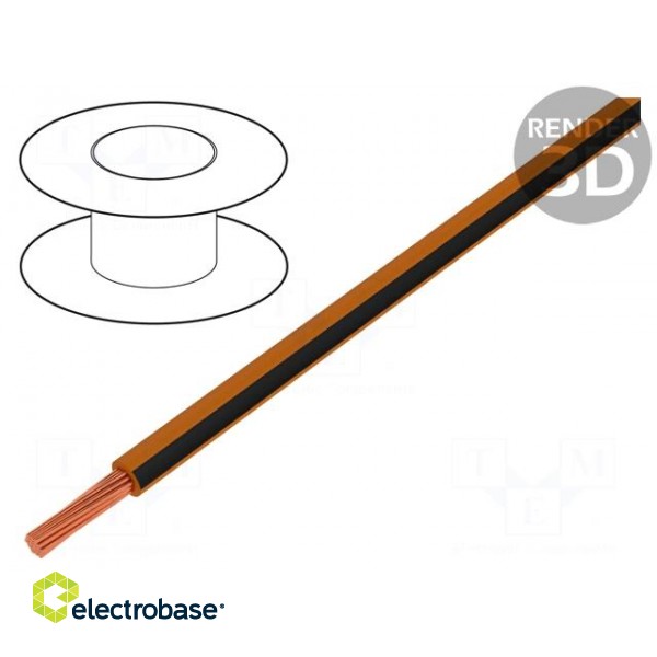 Wire | X07V-K | stranded | Cu | 1.5mm2 | PVC | orange-black | 450V,750V