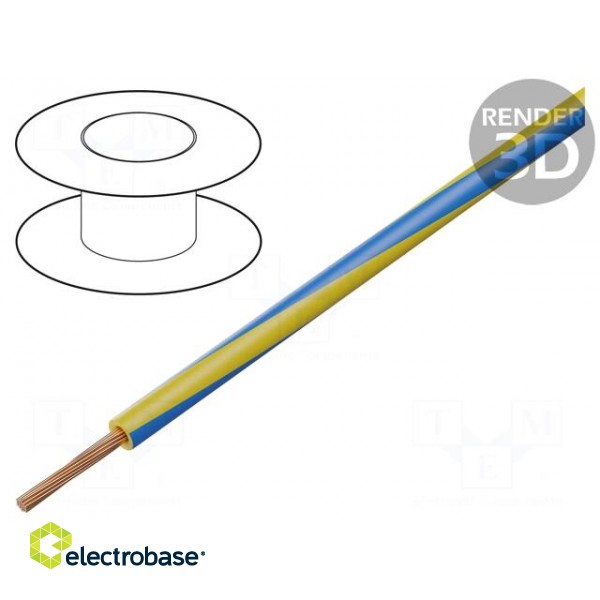 Wire | H05V-K,LgY | stranded | Cu | 0.35mm2 | PVC | yellow-blue | 200m