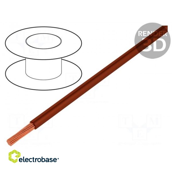 Wire | TLY | stranded | Cu | 0.22mm2 | brown | PVC | 150V | 200m | Class: 5