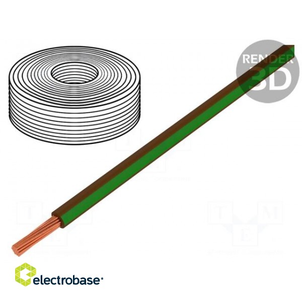 Wire | LiY | stranded | Cu | 0.25mm2 | brown-green | PVC | 900V | 250m