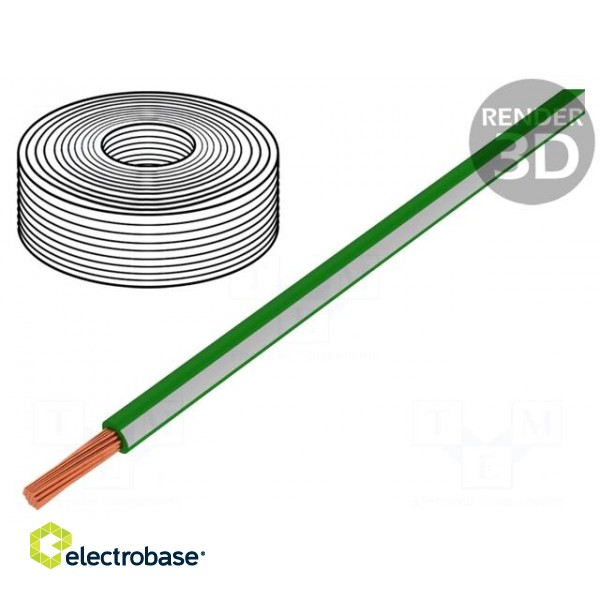 Wire | LiY | stranded | Cu | 0.25mm2 | green-white | PVC | 900V | 250m