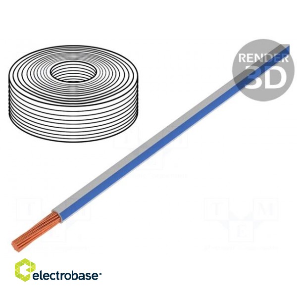 Wire | LiY | stranded | Cu | 0.25mm2 | PVC | white-blue | 900V | 250m