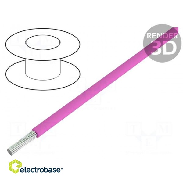 Wire | LiYv | stranded | Cu | 0.5mm2 | pink | PVC | 900V | 100m | Class: 5