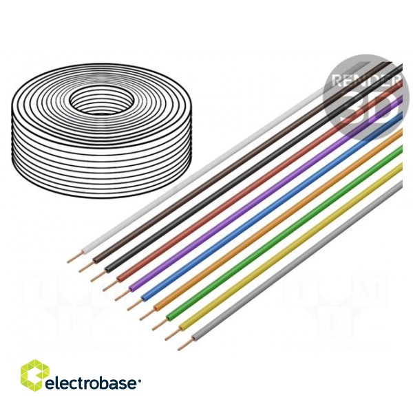 Wire | solid | Cu | 1x0,20mm2 | PVC | 60V | -10÷85°C | 10 reels x 10m
