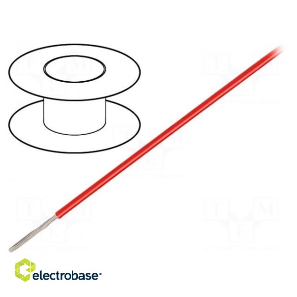 Wire | stranded | Cu | 22AWG | TFE | red | 600V | 305m | 1x22AWG | 1000ft