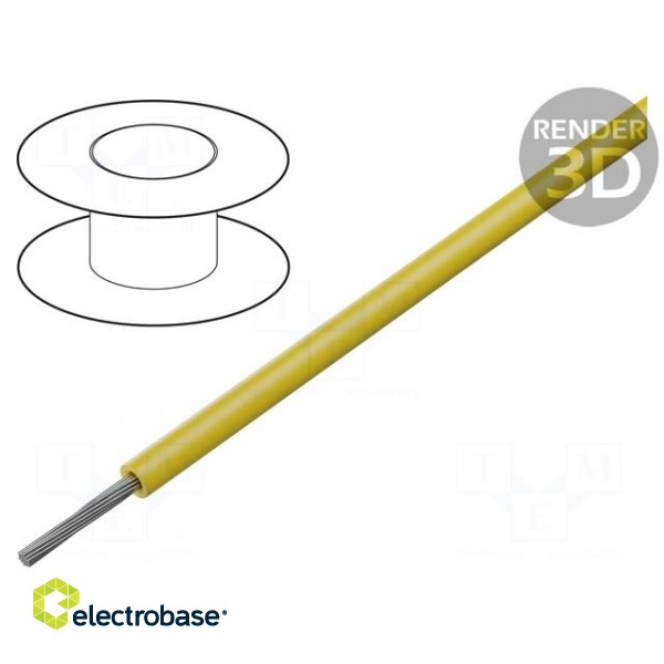 Wire | stranded | Cu | 22AWG | TFE | yellow | 300V | 30m | 100ft | Shielding