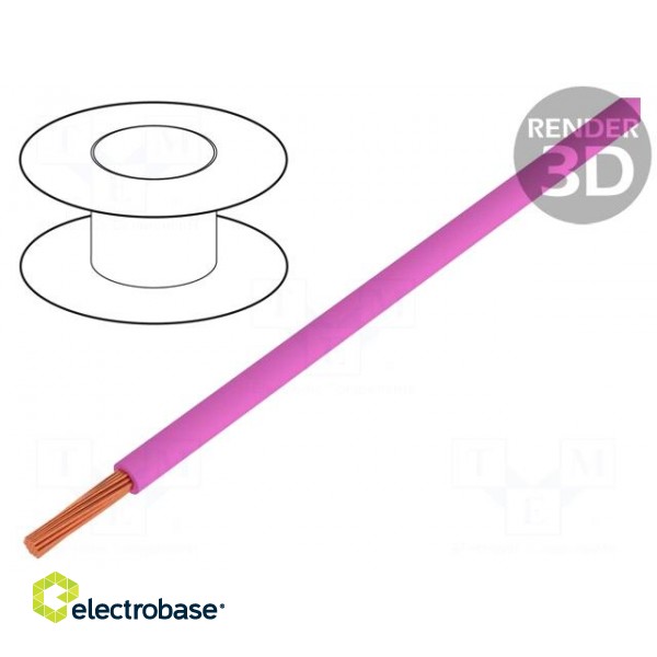 Wire | stranded | OFC | 0.35mm2 | pink | PVC | 49V | 200m