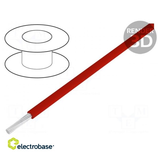 Wire | stranded | OFC | 0.22mm2 | red | PVC | 49V | 200m