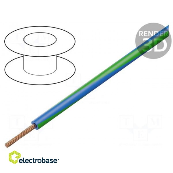 Wire | X05V-K | stranded | Cu | 1mm2 | PVC | blue-green | 300V,500V | 1x1mm2