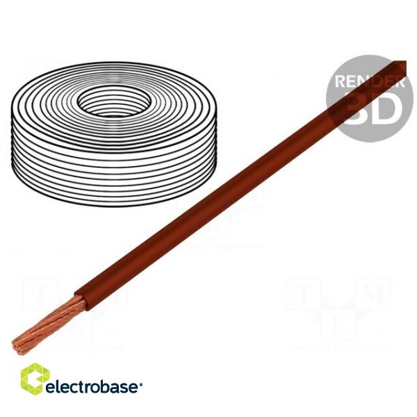 Wire | LifY | stranded | Cu | 1x1mm2 | PVC | brown | 300/500V | -15÷80°C