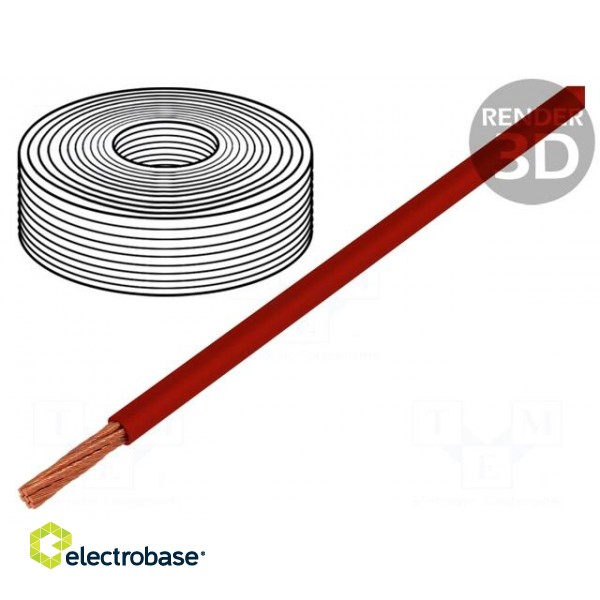 Wire | LifY | stranded | Cu | 1x2,5mm2 | PVC | red | 450/750V | -15÷80°C