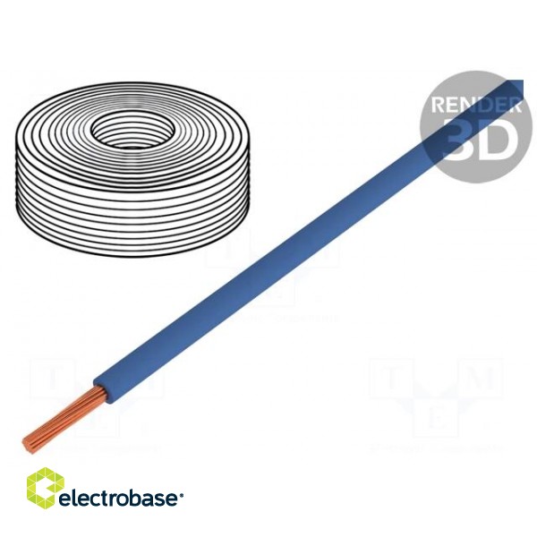 Wire | LifY | stranded | Cu | 1x0,75mm2 | PVC | blue | 300/500V | -15÷70°C