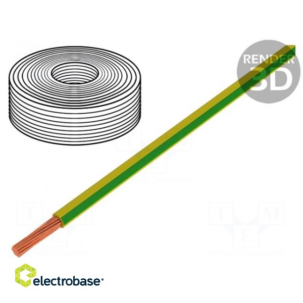 Wire | LifY | 1x4mm2 | stranded | Cu | PVC | green-yellow | 450V,750V | 100m