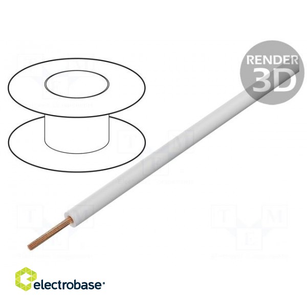Wire | FlexiPlast-E | 1x1mm2 | stranded | Cu | white | 750V | 19A | -30÷90°C