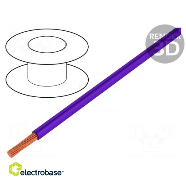 Wire | Silivolt®-2V | 1x0.75mm2 | stranded | Cu | silicone | violet | 100m