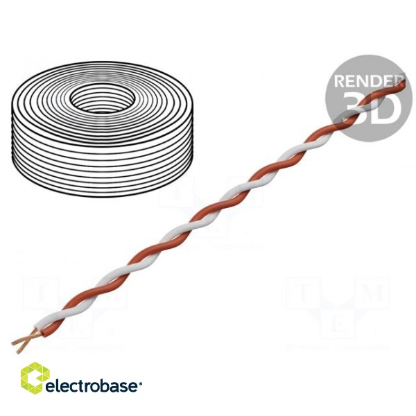 Wire | 2x0.04mm2 | stranded | Cu | PVC | white,red | 60V | -10÷85°C | 10m