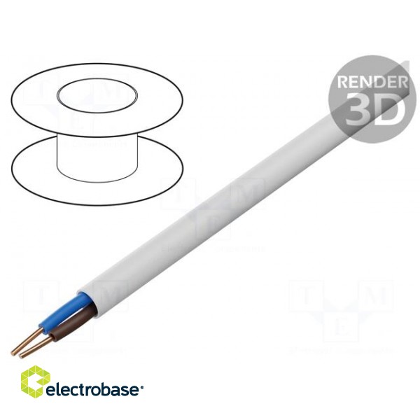 Wire | BiTprotect,YTDY | 2x0.5mm | round | solid | Cu | PVC | white
