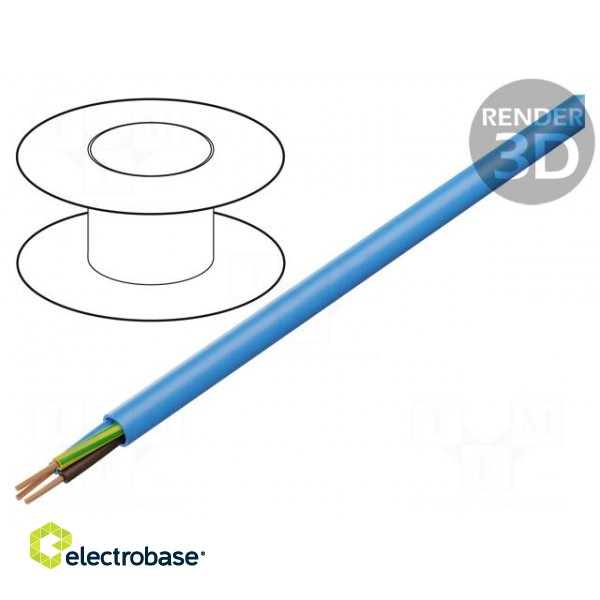 Wire | Clean Cable | 4G2.5mm2 | round | stranded | Cu | blue | 600V,1kV
