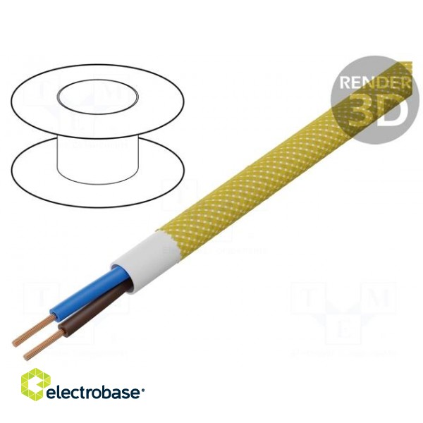 Wire | YTLY | 2x0.5mm2 | round | stranded | Cu | textile | yellow | 150V | 50m image 1
