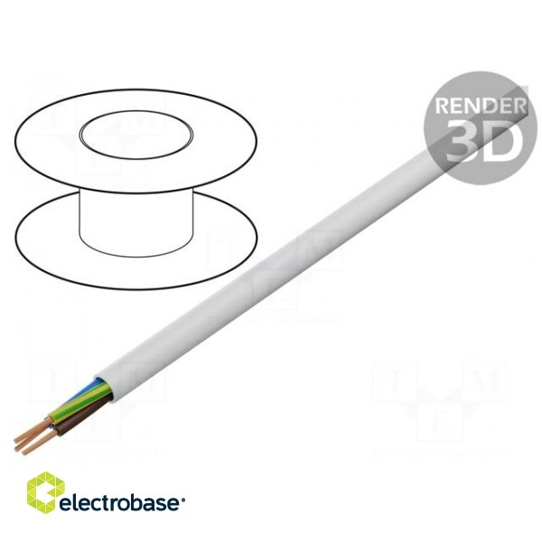 Wire | OWY | round | stranded | Cu | 3G1mm2 | PVC | white | 300/500V | Class: 5