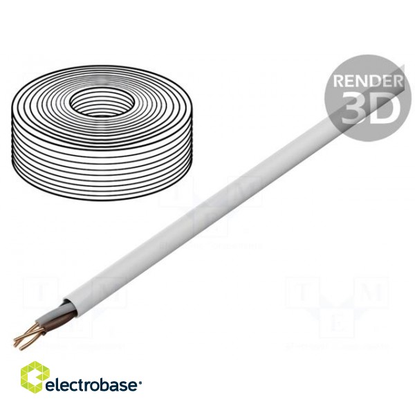 Wire | YDY | round | solid | Cu | 3x2,5mm2 | PVC | white | 450/750V | 100m