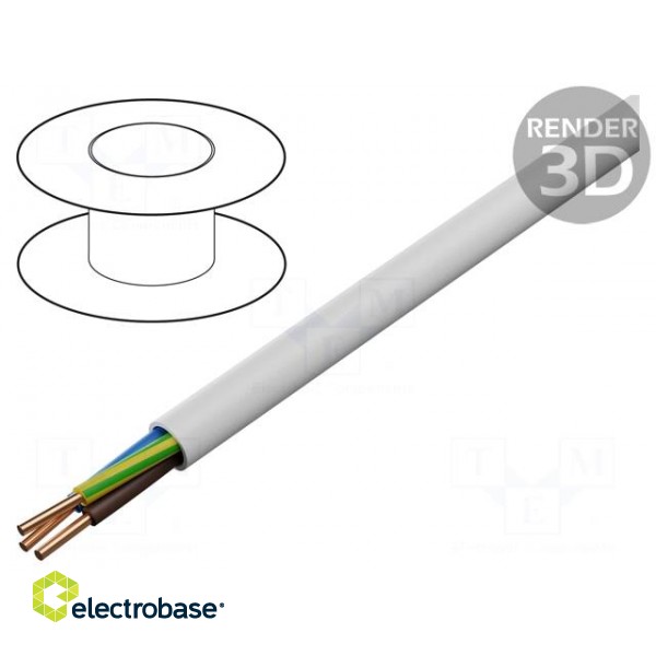 Wire | YDY | 3G6mm2 | round | solid | Cu | PVC | white | 450V,750V | 100m