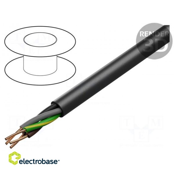 Wire | YKY | 4G1.5mm2 | round | solid | Cu | PVC | black | 600V,1kV | 100m