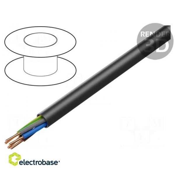 Wire | YKY | 5G2.5mm2 | round | solid | Cu | PVC | black | 600V,1kV | 100m