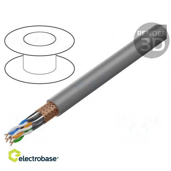 Wire | S/FTP,ETHERLINE® LAN 500 | 6a | solid | Cu | 4x2x23AWG | PVC | grey