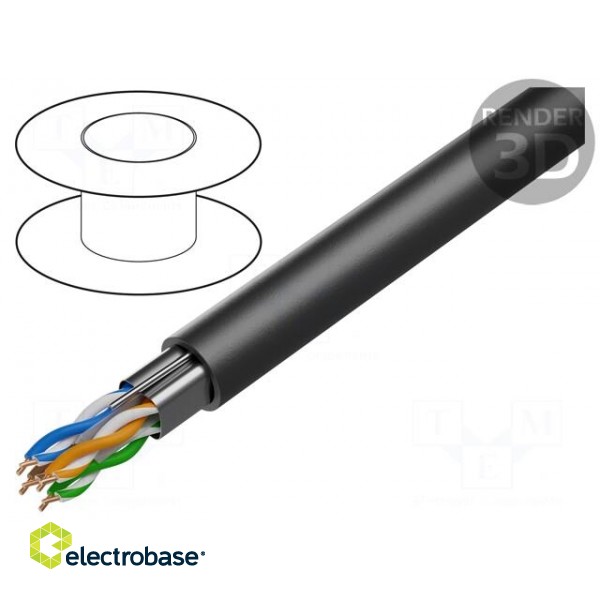 Wire | F/UTP | 4x2x23AWG | 6a | solid | Cu | LSZH | grey | 100m | Øcable: 7.2mm